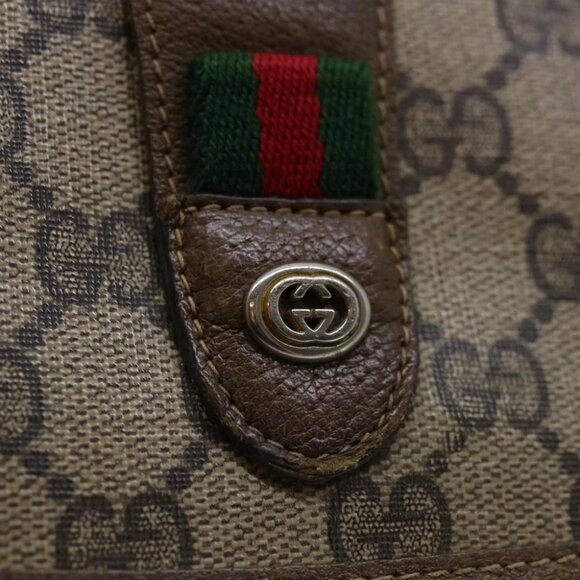 GUCCI GG Supreme Web Sherry Line Clutch Bag PVC Beige Red 89 01 031 Auth 67735 - Picture 10 of 15